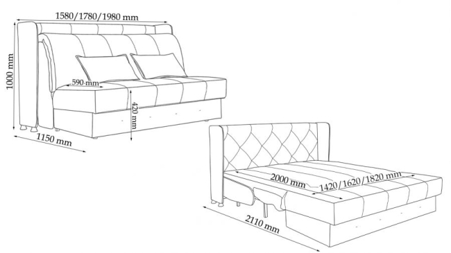 Прямий диван Дербі Lite (акордеон) - 6