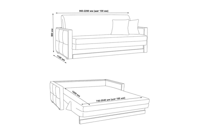 Прямий диван Прага (акордеон) - 6