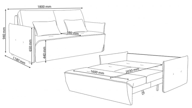 Прямий диван Лінц (акордеон) - 5