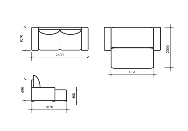 Прямой диван М1 - 6